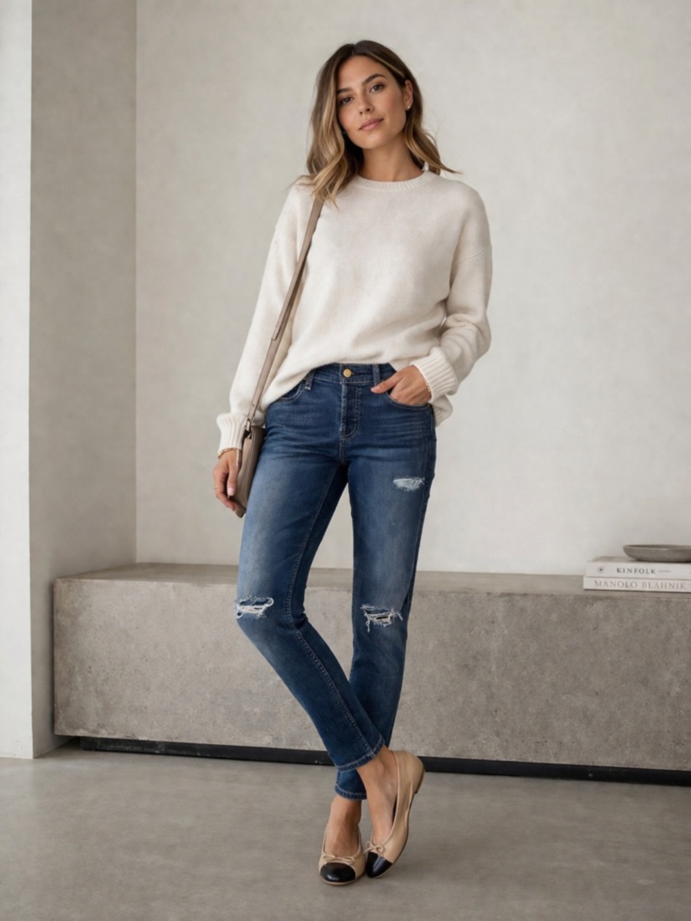 7 For All Mankind Josefina Skinny Boyfriend Distressed Jeans Medium Wash